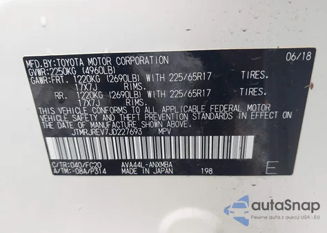 2018 Toyota Rav4 Hybrid Le from USA, damaged, VIN JTMRJREV7JD227693